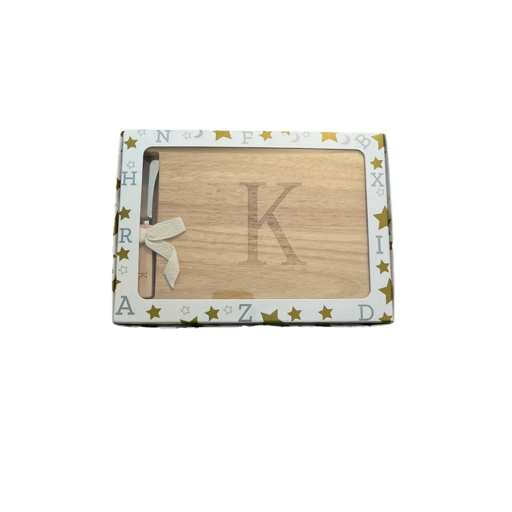 Cheese Board And Spreader K Monogram Solid Oak Miicol 9.75